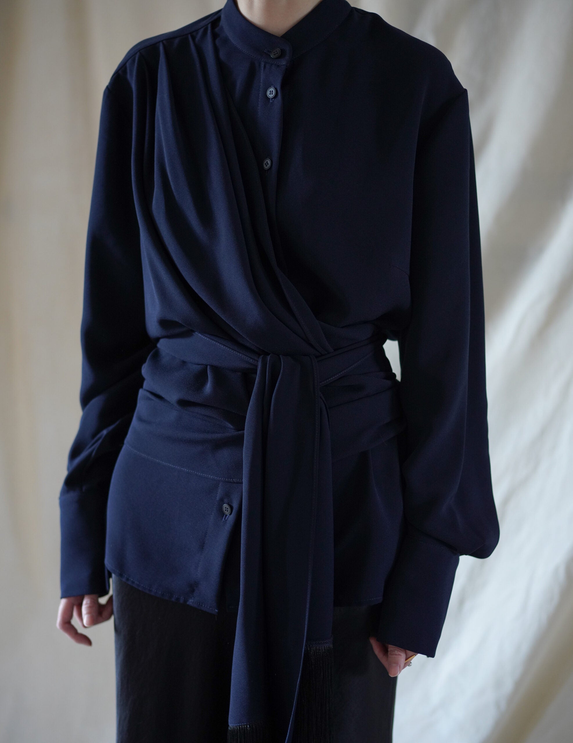 Belt Fringe Shirt・Navy