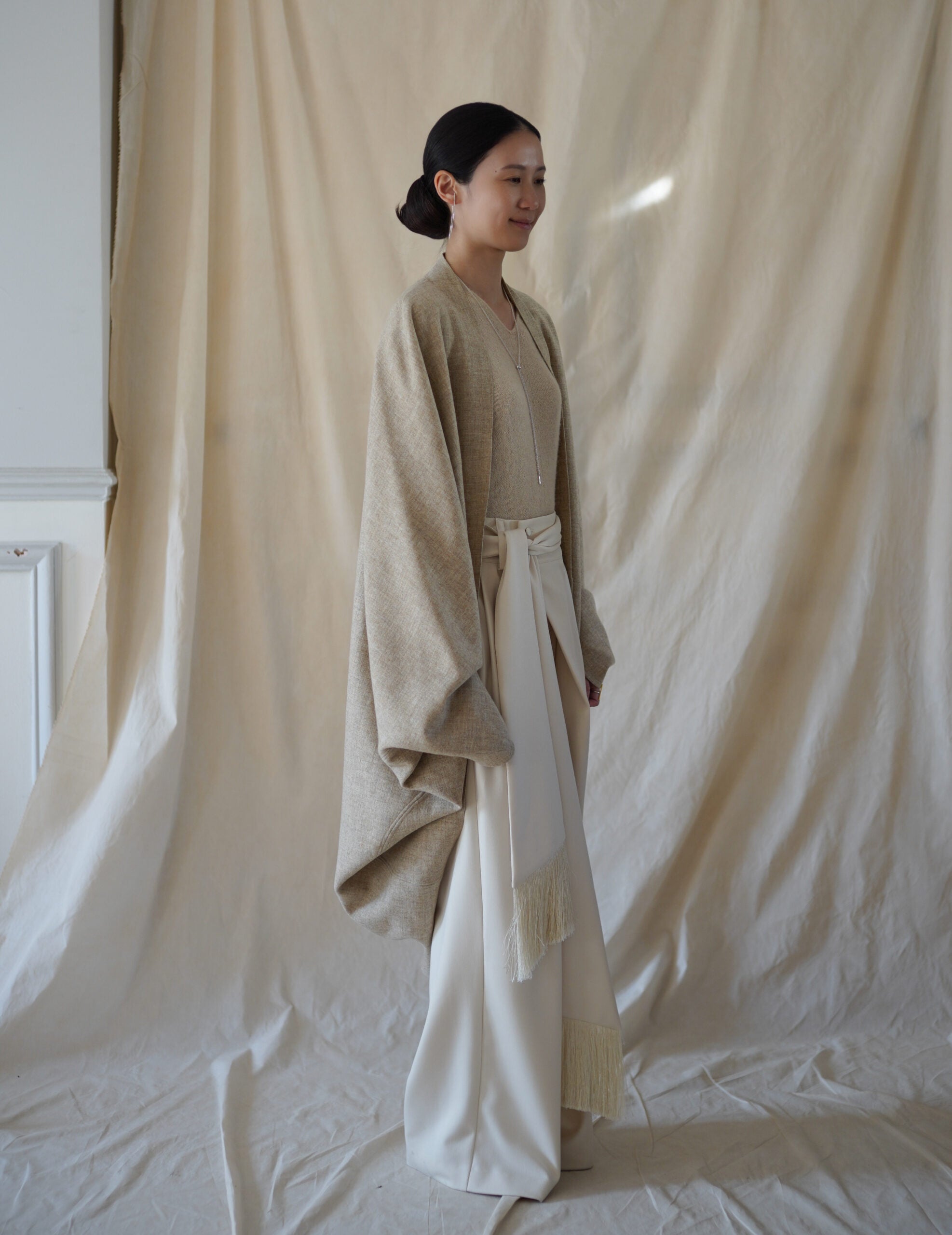 Fabiola Wool Cocoon Coat・Beige Melange