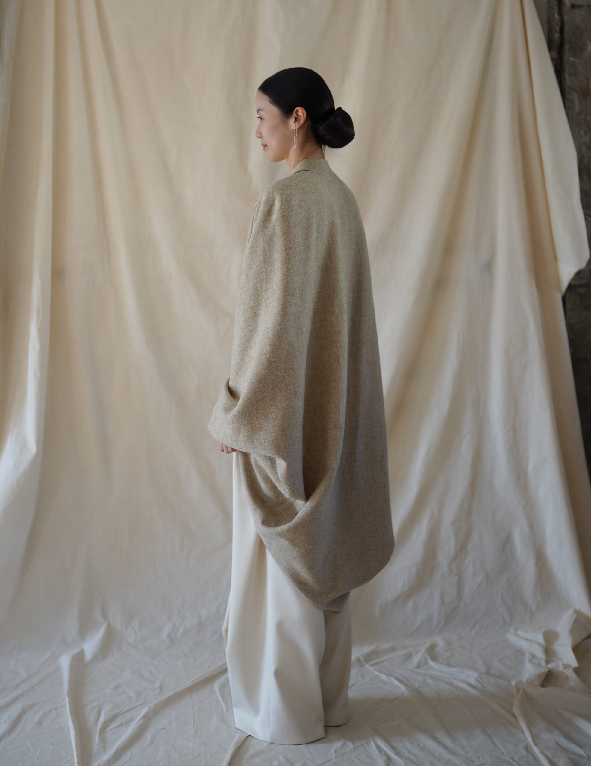 Fabiola Wool Cocoon Coat・Beige Melange