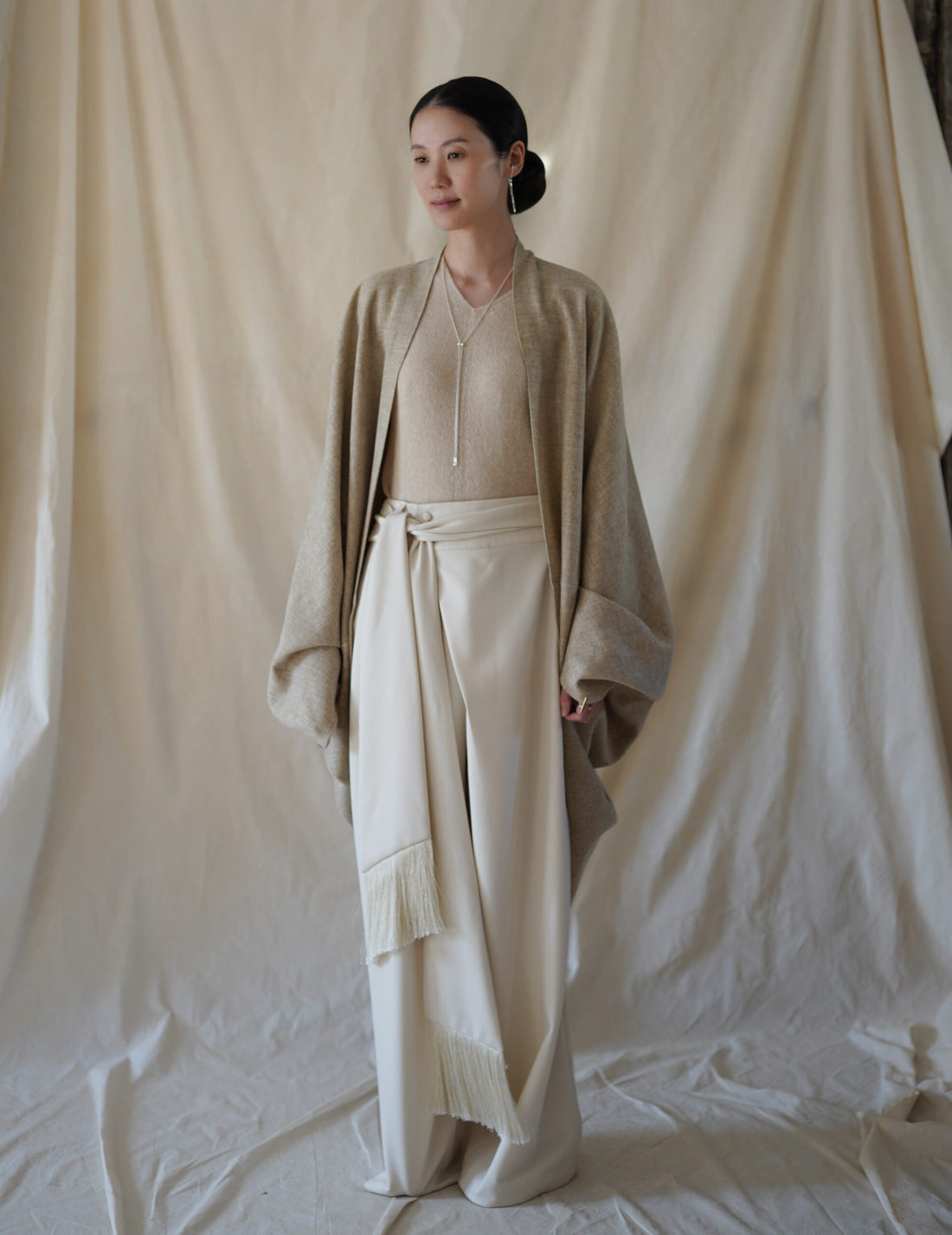 Fabiola Wool Cocoon Coat・Beige Melange