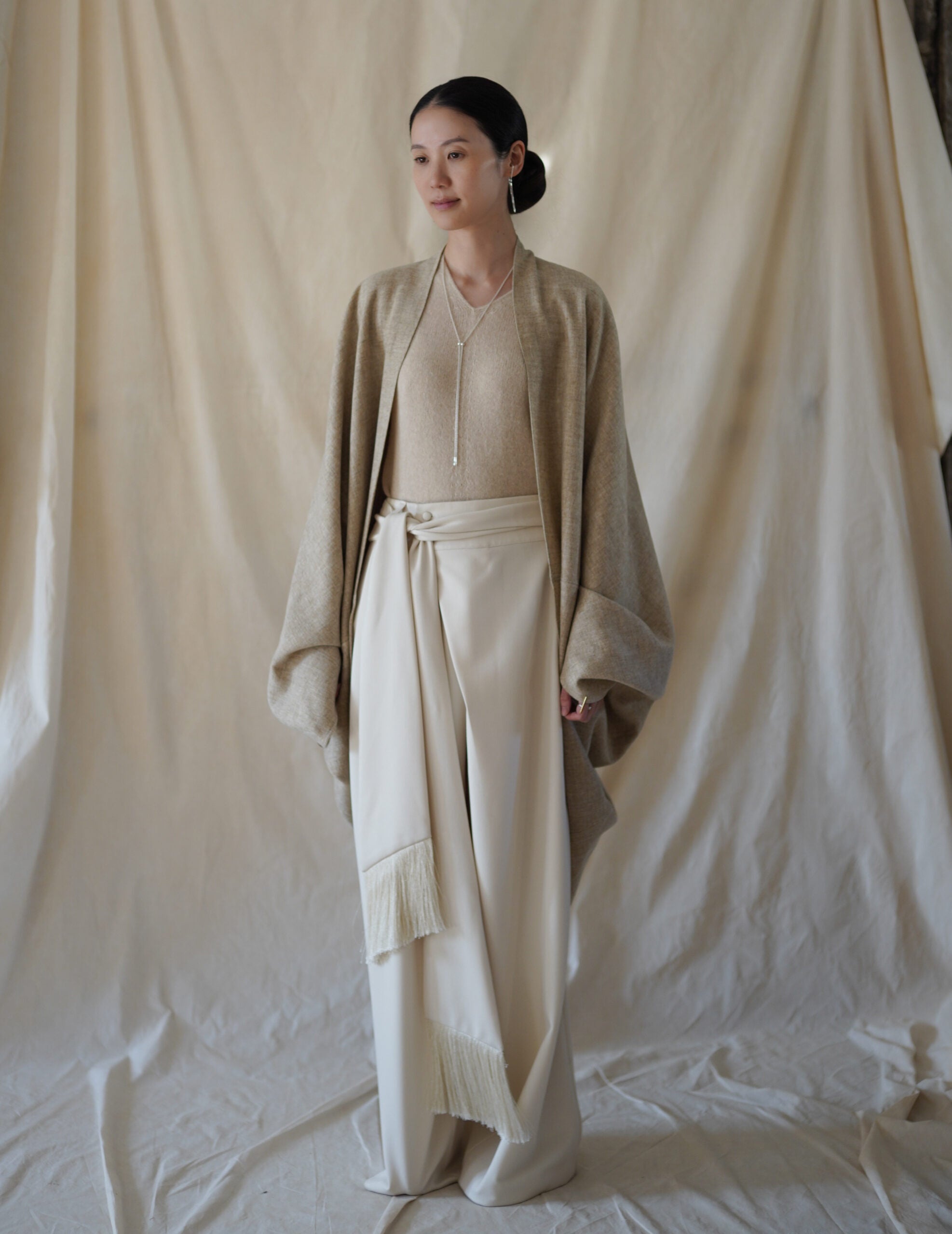 Fabiola Wool Cocoon Coat・Beige Melange
