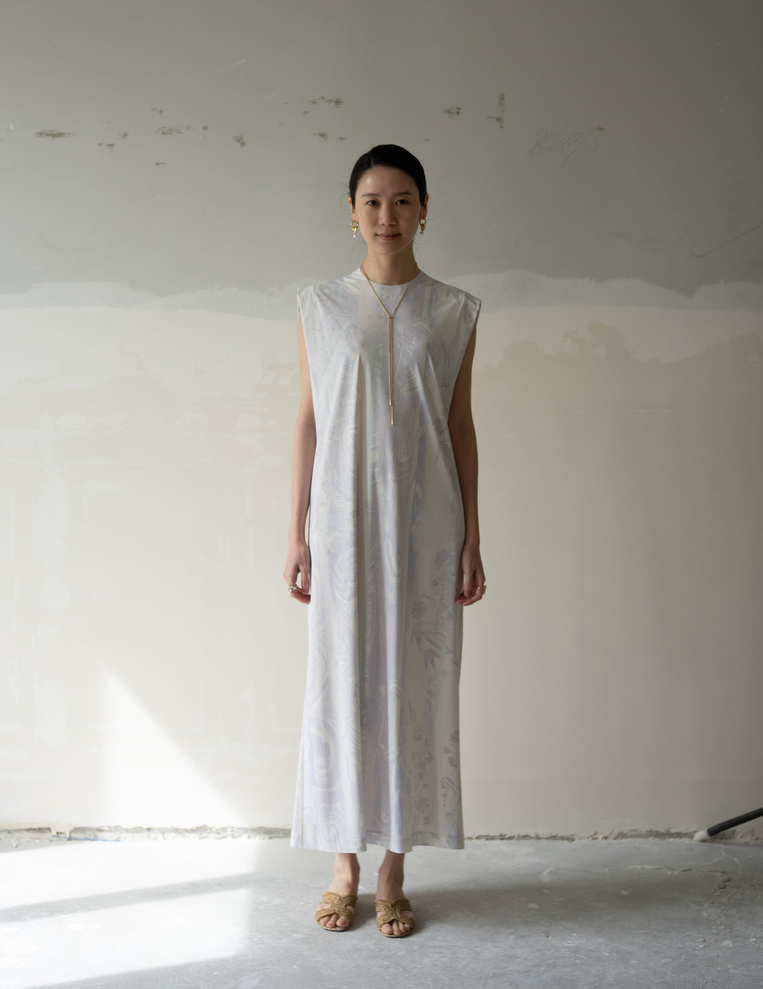 Marble Print Jersey Dress・Purple