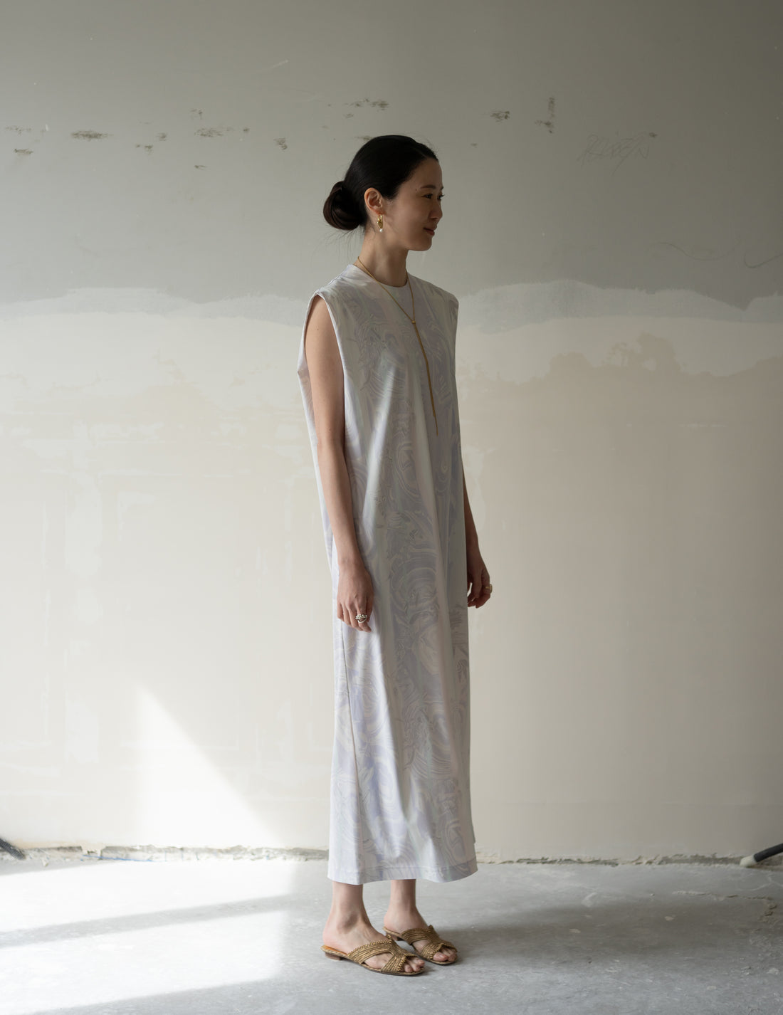 Marble Print Jersey Dress・Purple