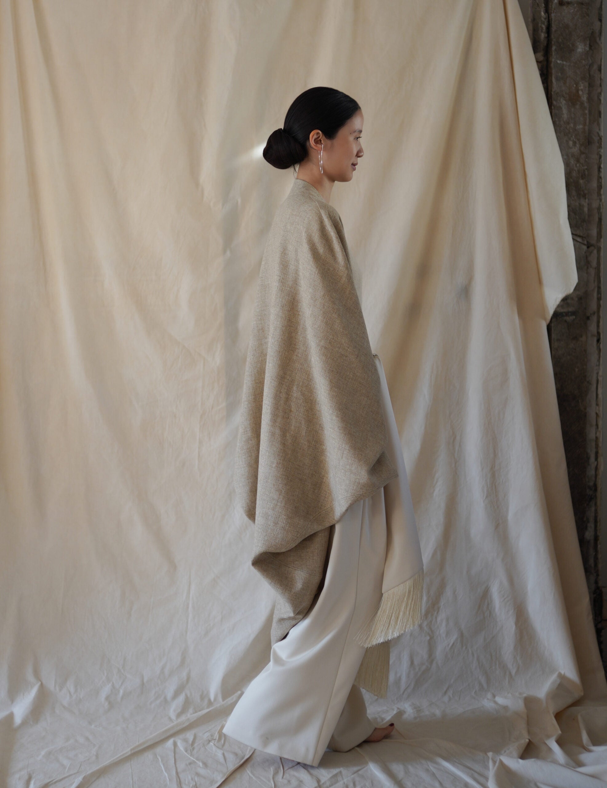 Fabiola Wool Cocoon Coat・Beige Melange