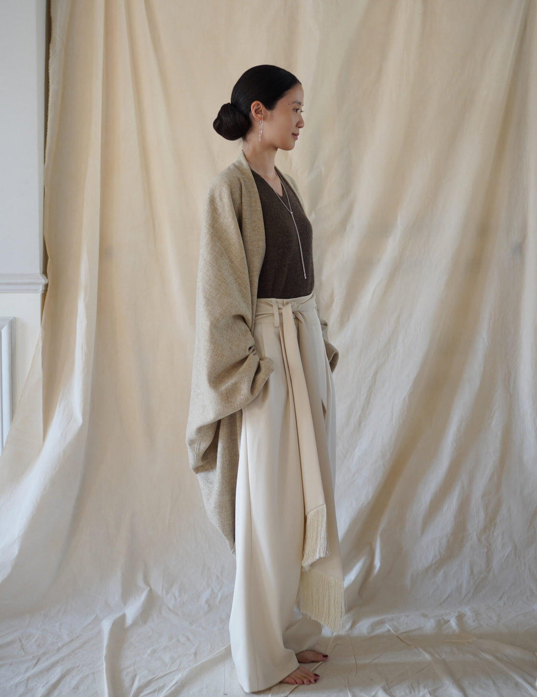 Fabiola Wool Cocoon Coat・Beige Melange