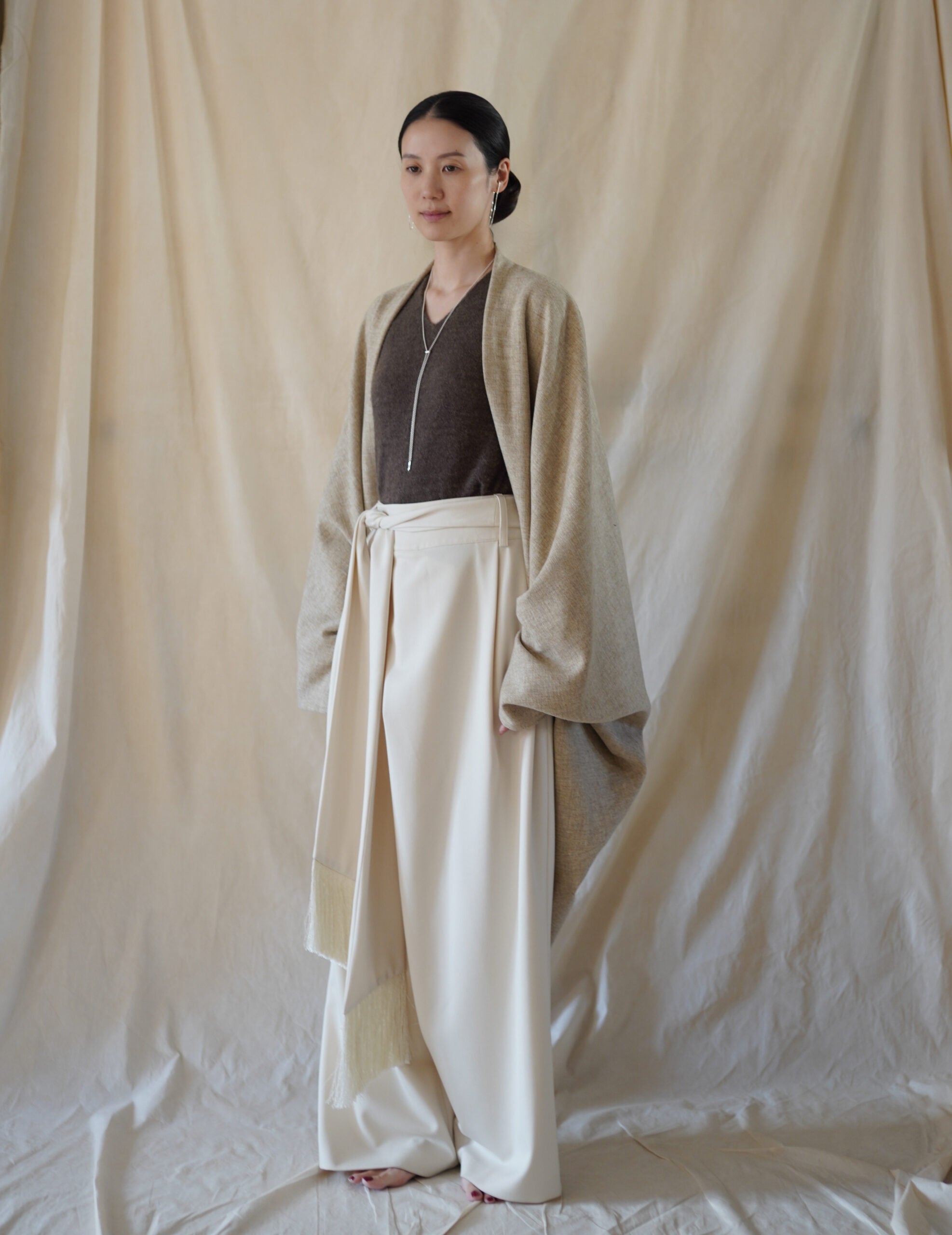 Fabiola Wool Cocoon Coat・Beige Melange