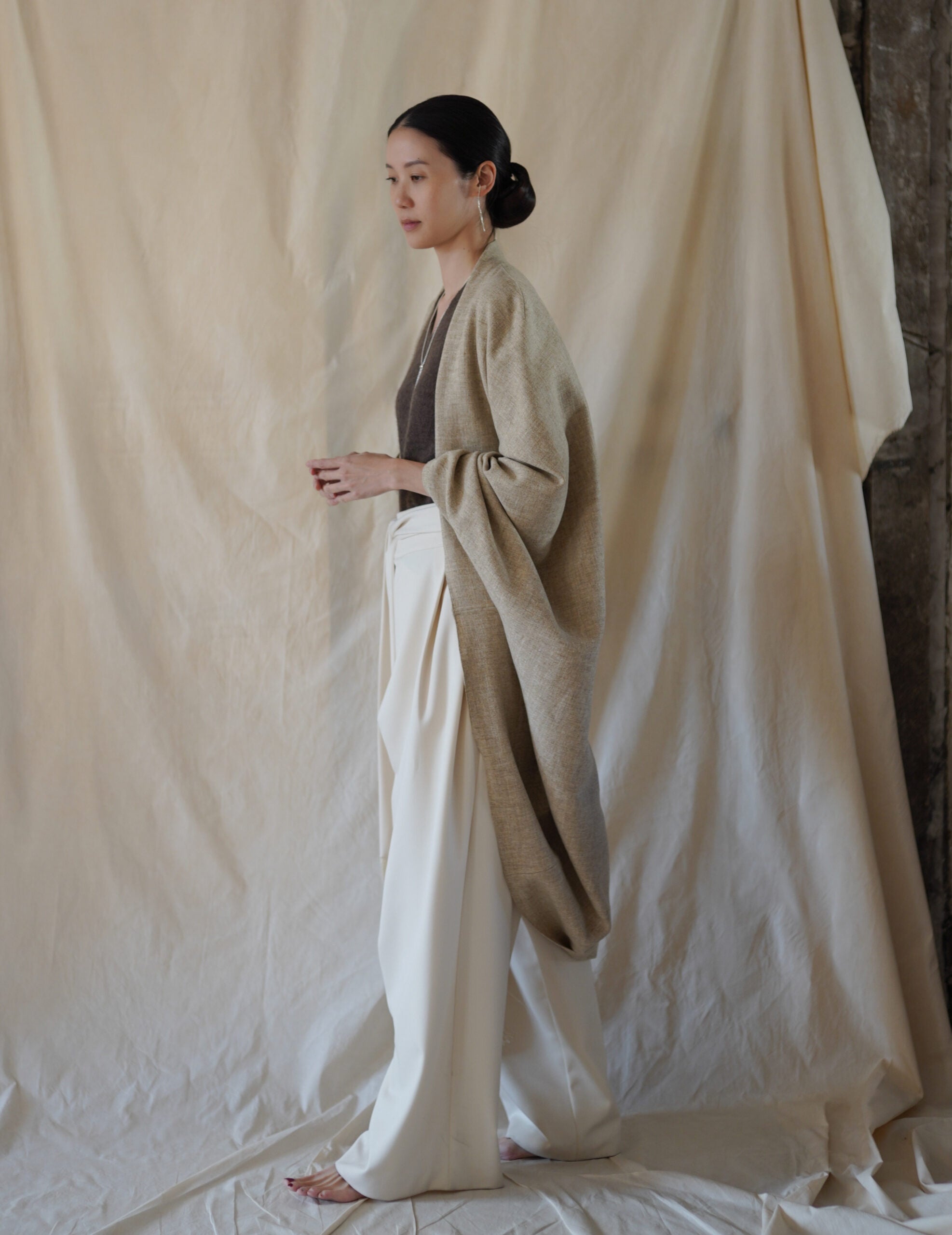 Fabiola Wool Cocoon Coat・Beige Melange