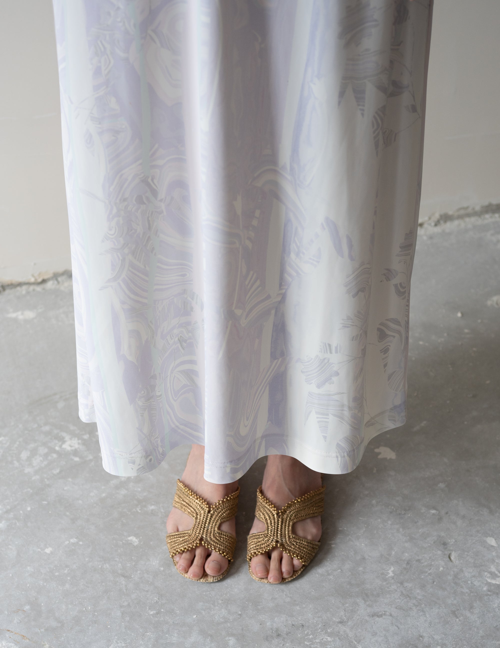 大理石紋印花針織連身裙・紫