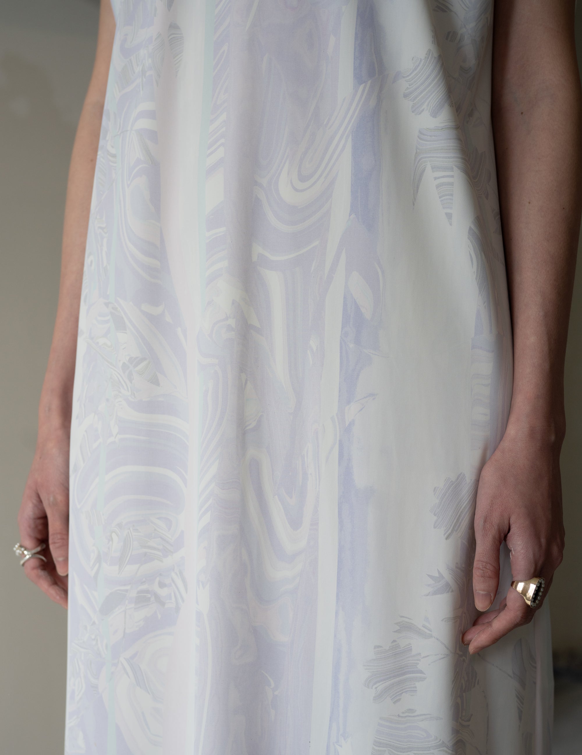 大理石紋印花針織連身裙・紫