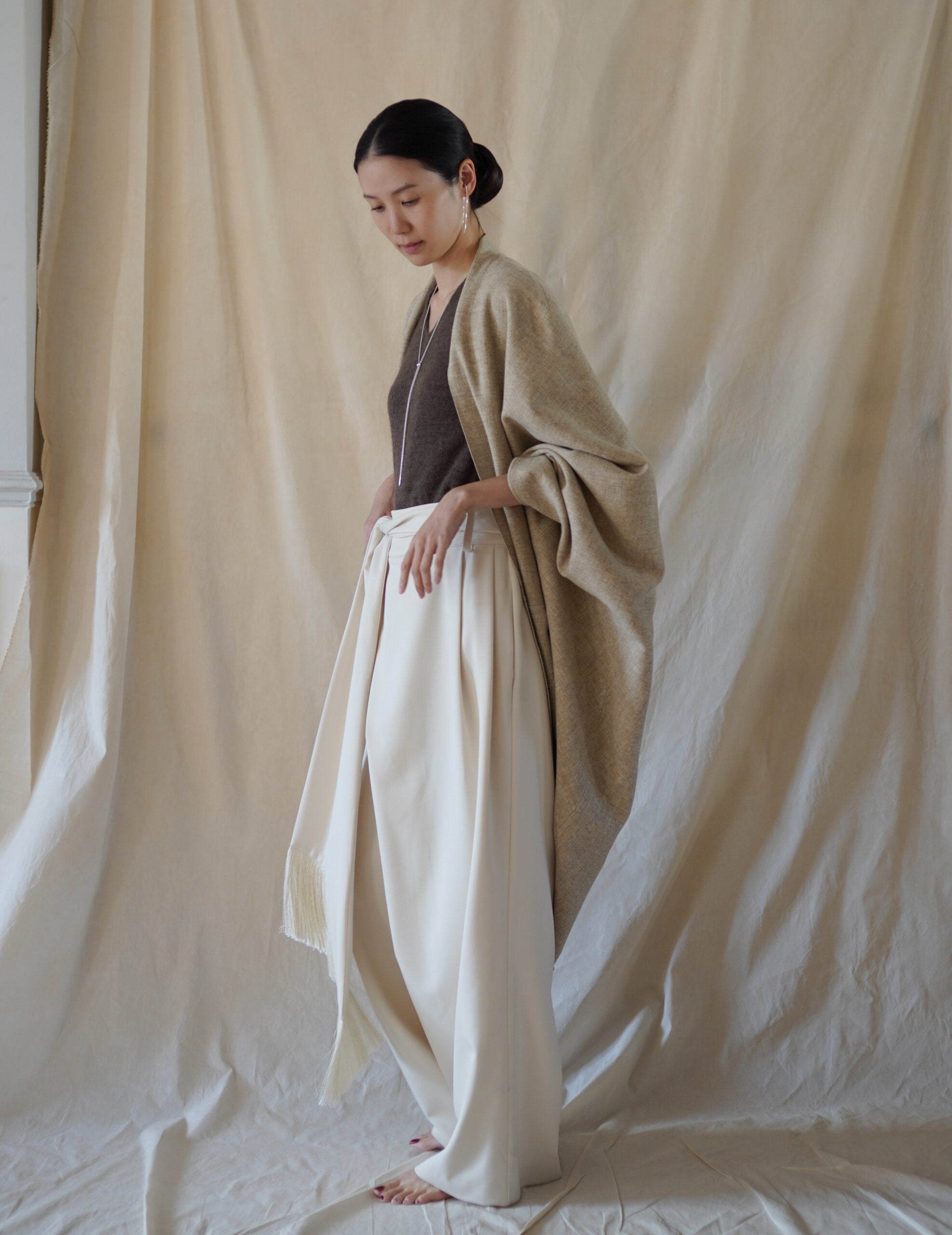 Fabiola Wool Cocoon Coat・Beige Melange