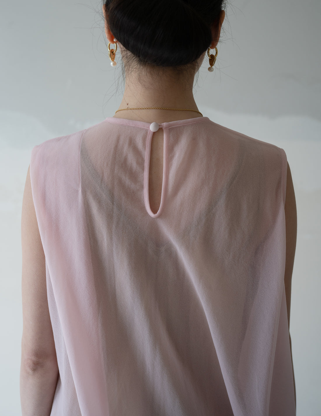 Draped Jersey Sheer Dress・Pink
