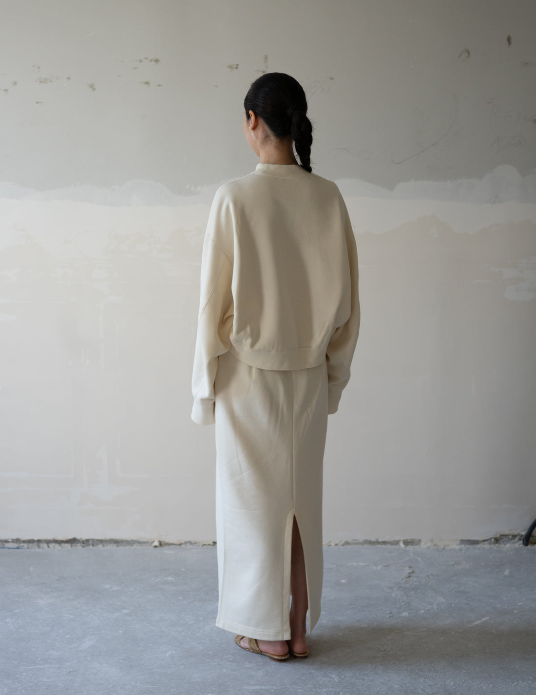 Floral Embroidery Sweat Skirt・Ecru