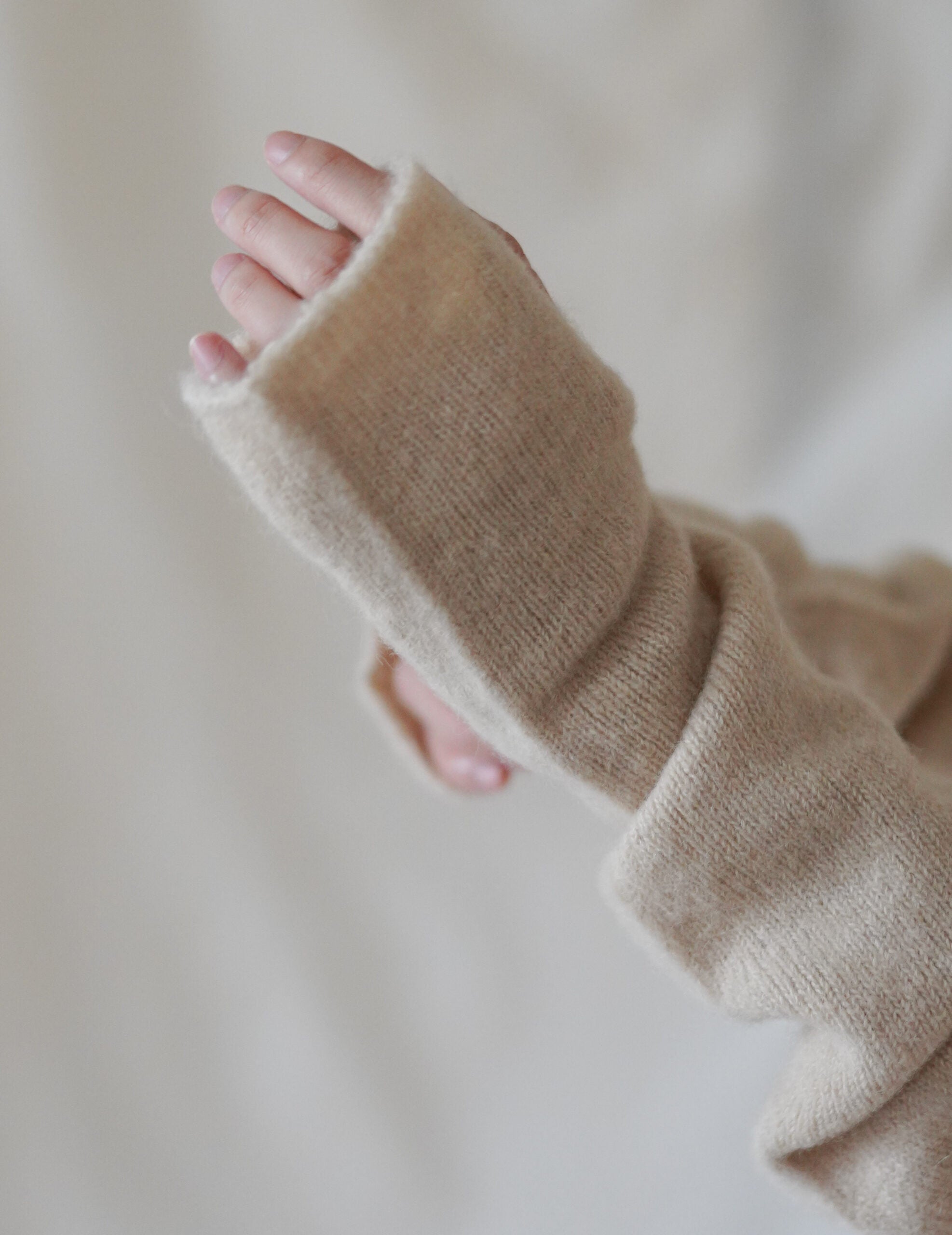 Hana 羊絨蠶絲長手套・象牙白