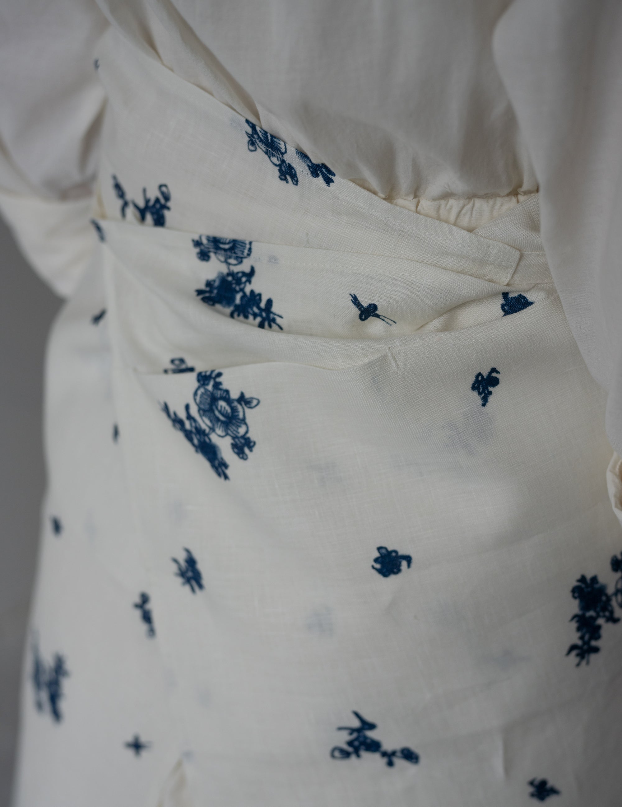 Indigo Print Linen Apron・Indigo Print