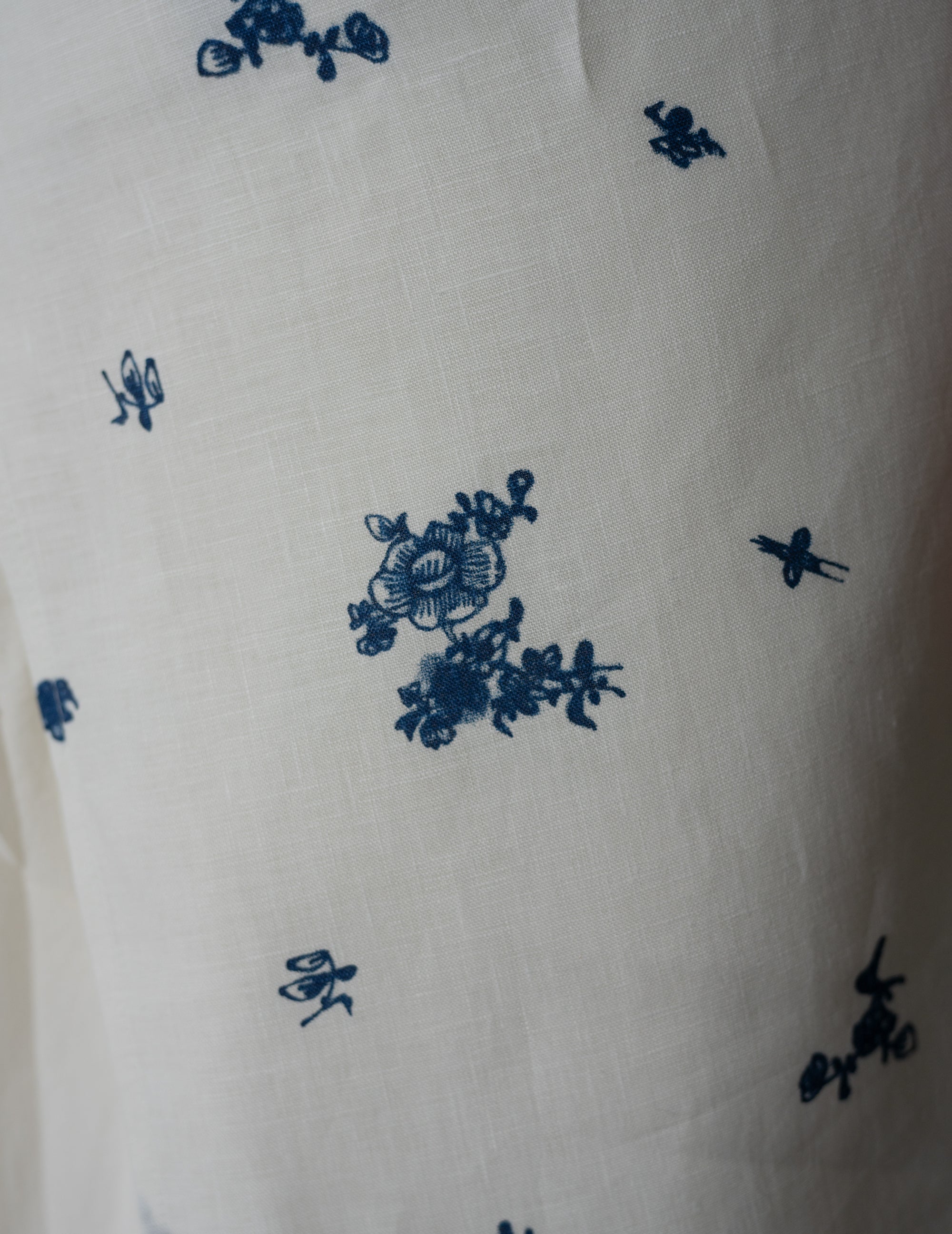 Indigo Print Linen Apron・Indigo Print