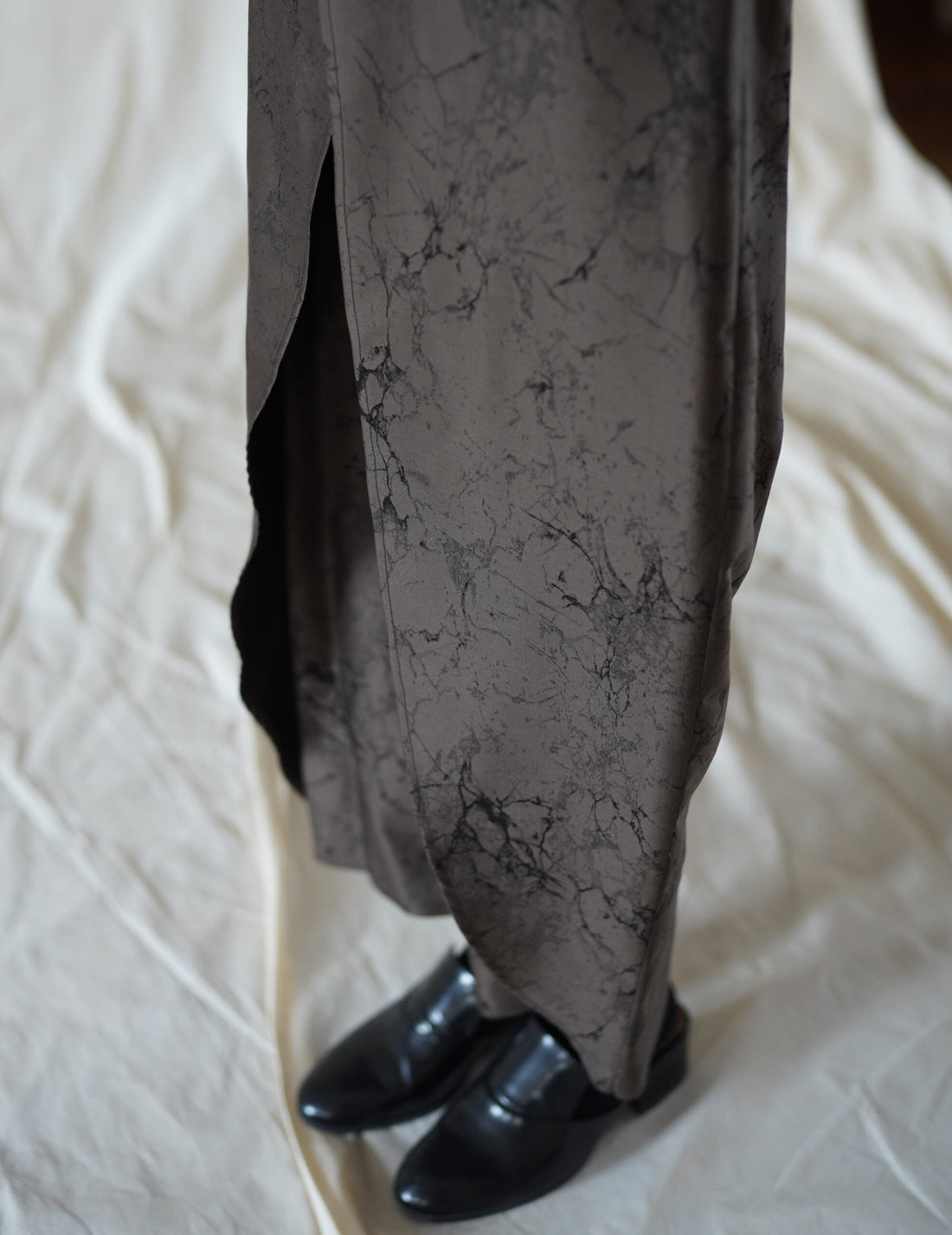 Nika Jacquard Wool Silk Trousers・Khaki
