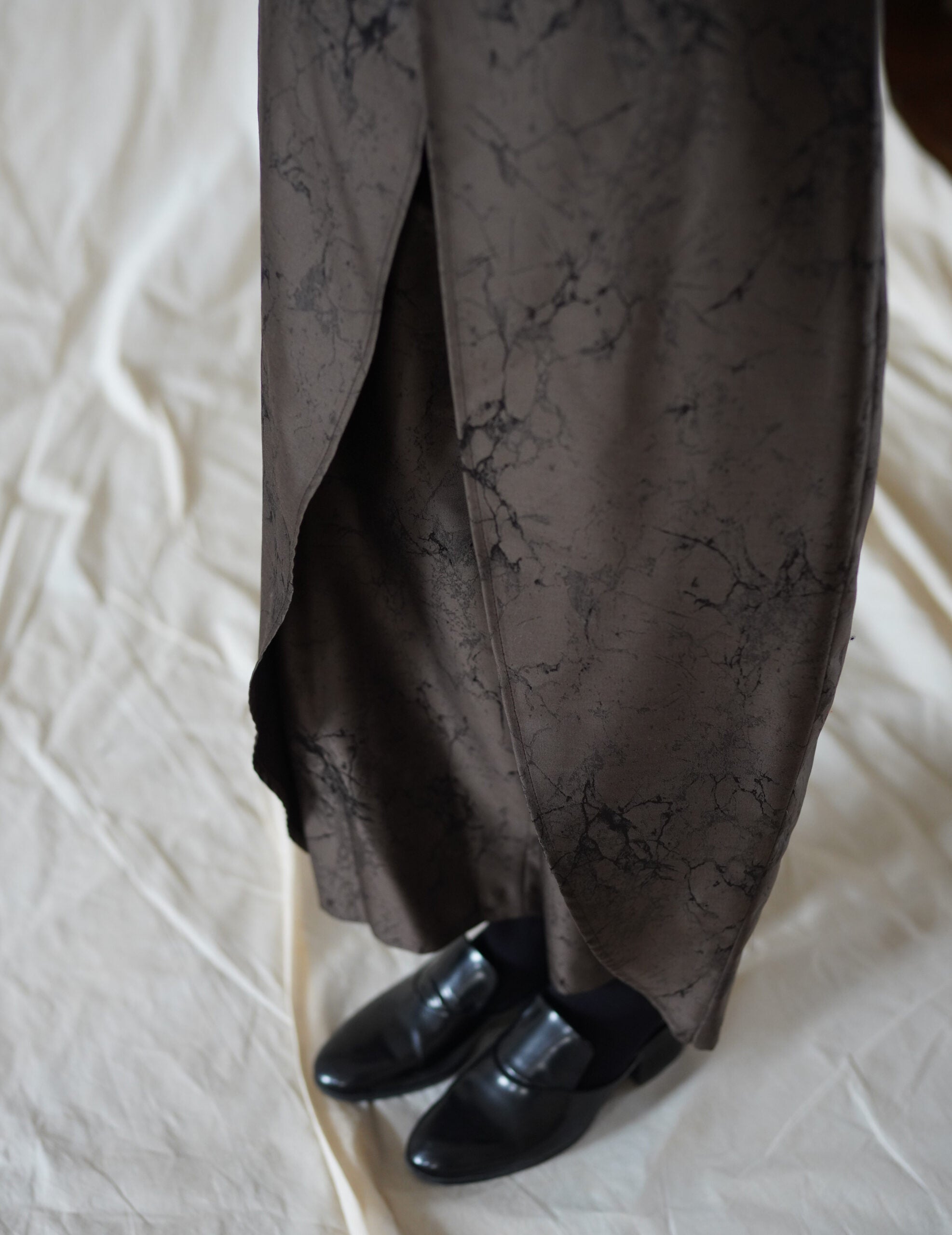 Nika 羊毛真絲提花長褲・卡其色