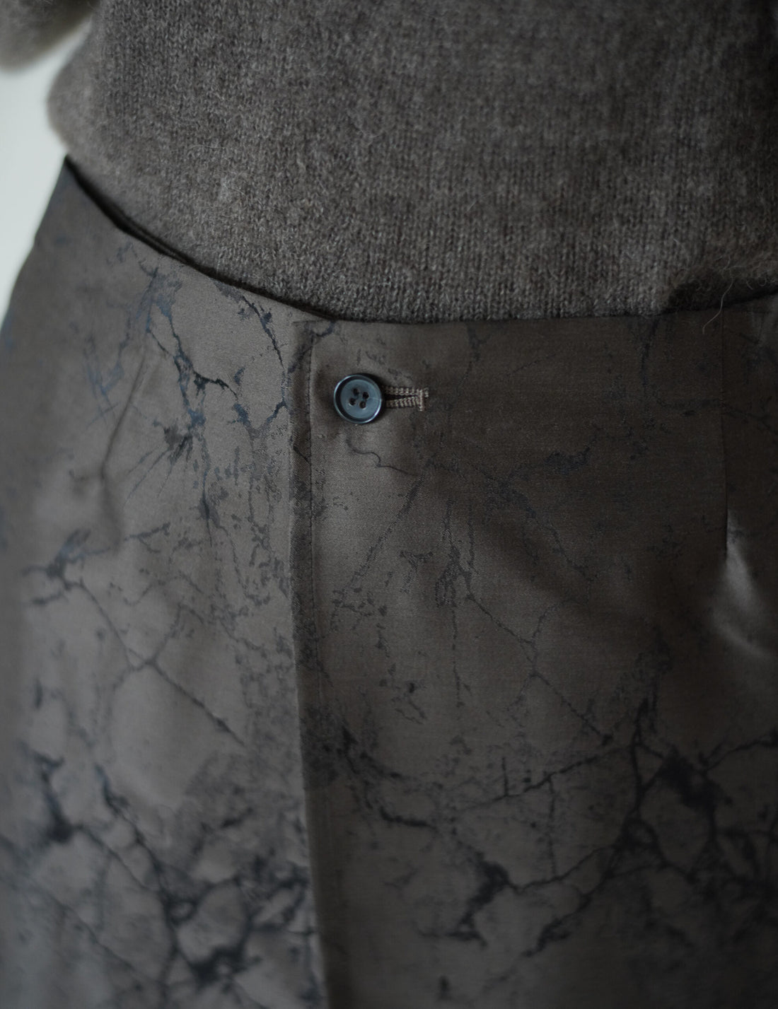 Nika Jacquard Wool Silk Trousers・Khaki