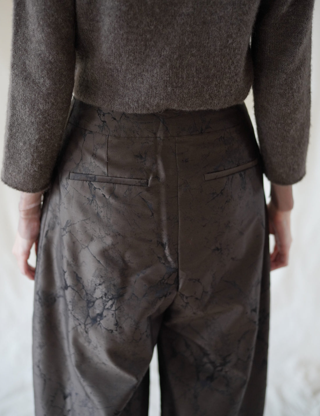 Nika Jacquard Wool Silk Trousers・Khaki