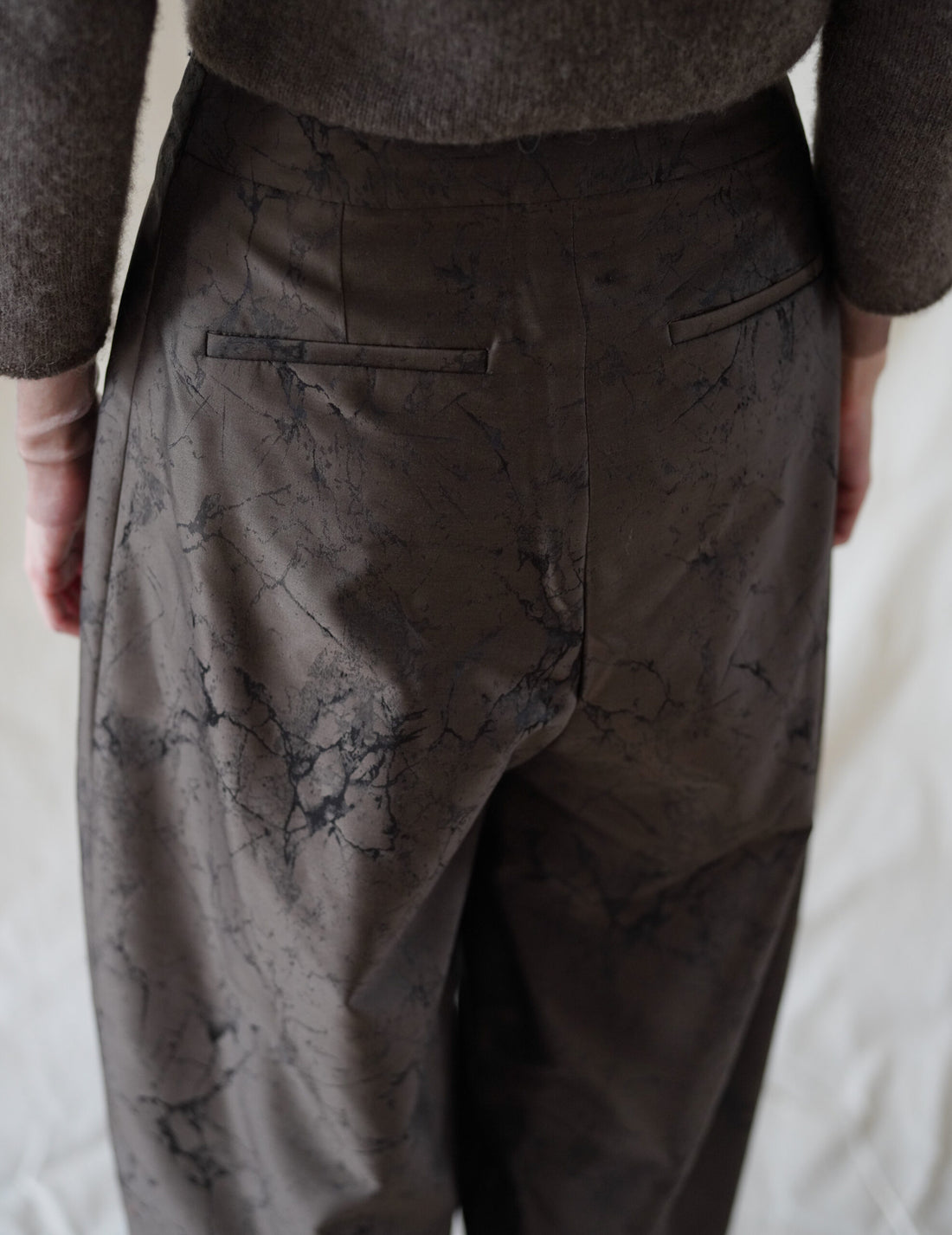 Nika Jacquard Wool Silk Trousers・Khaki
