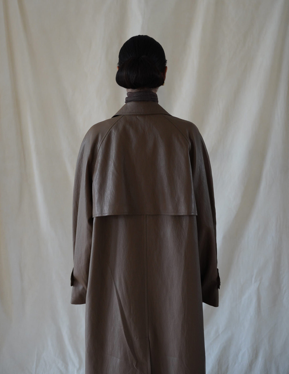 Vegan Leather Mac Coat・Cocoa