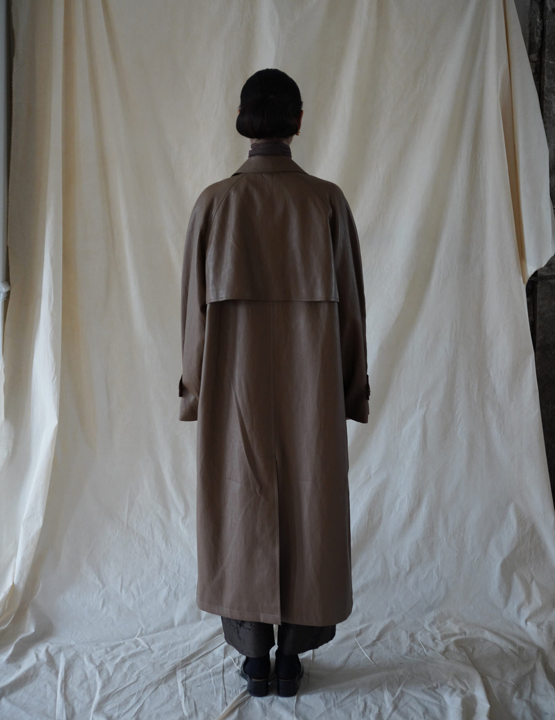 Vegan Leather Mac Coat・Cocoa