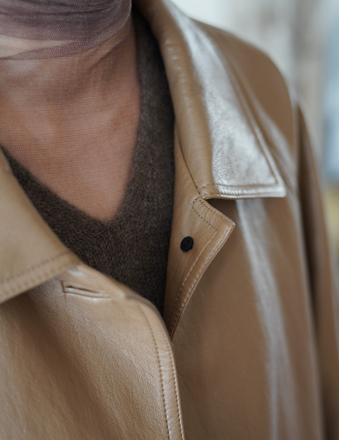 Vegan Leather Mac Coat・Cocoa
