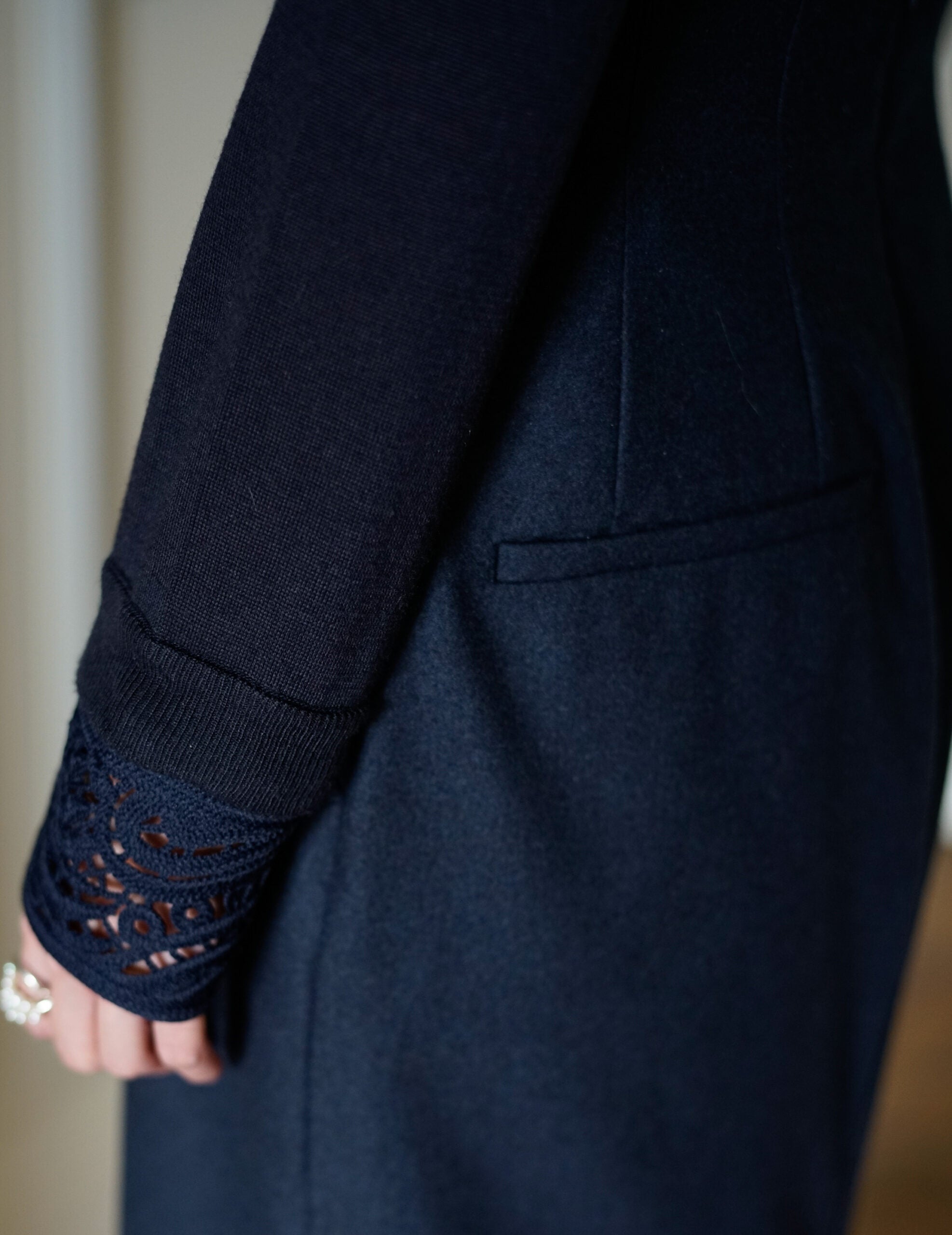 Wool Flannel I-Line Skirt・Navy