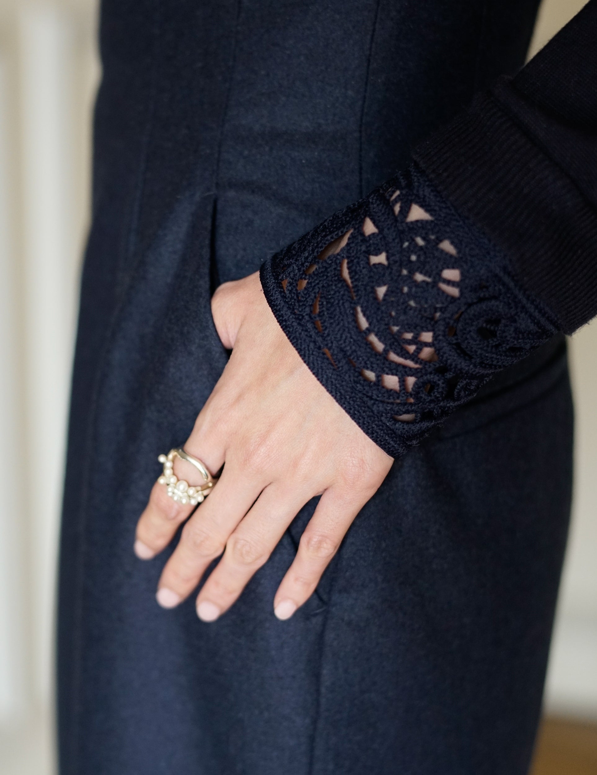 Wool Flannel I-Line Skirt・Navy