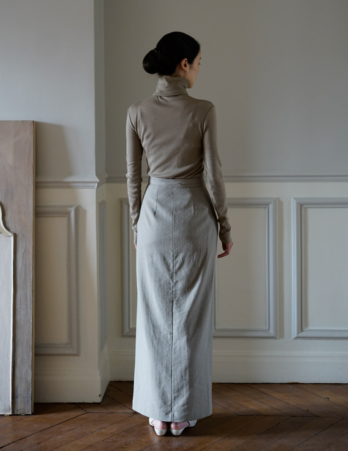 Genie 初剪羊毛高領上衣・暖灰色