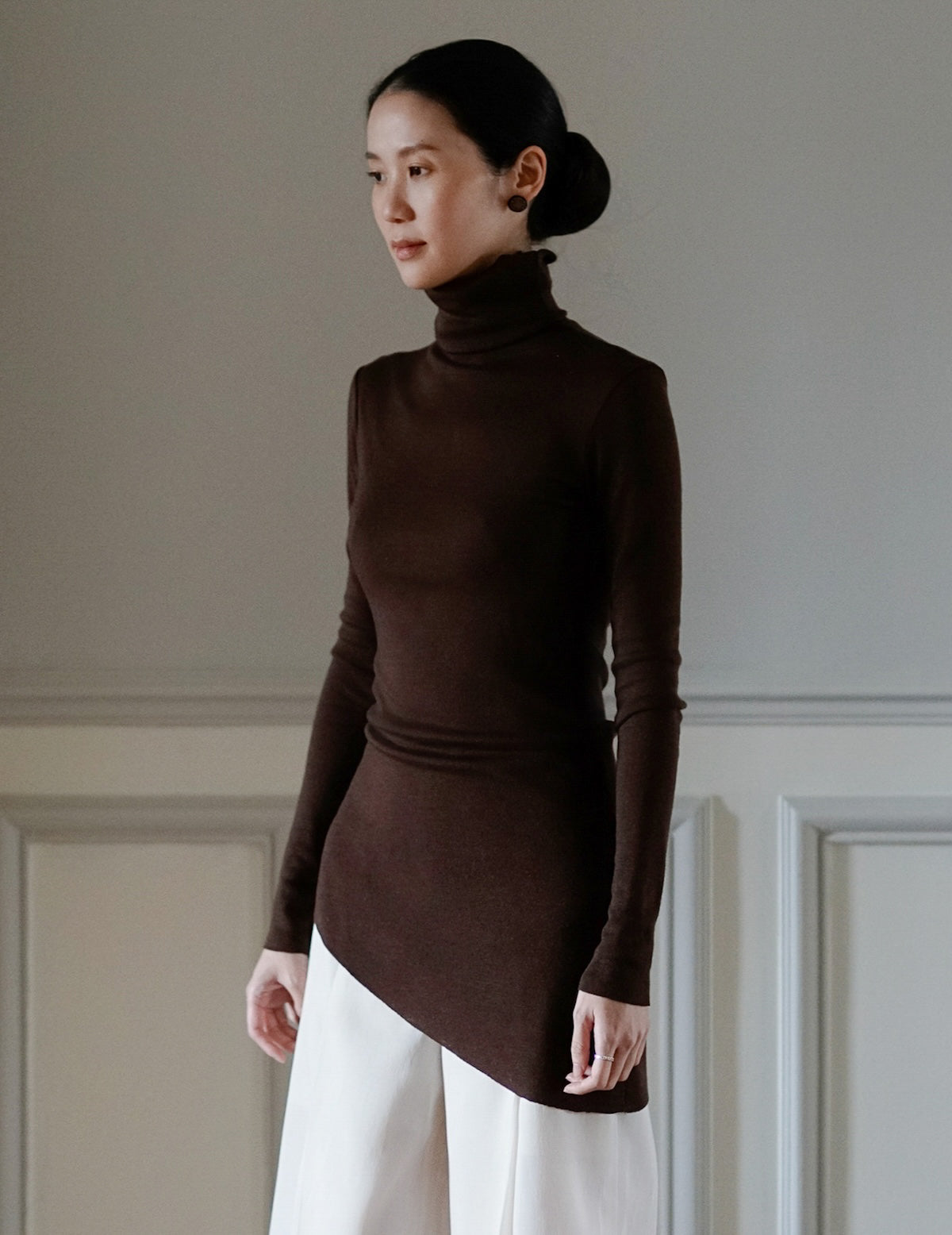 Genie 初剪羊毛高領上衣・桃木色