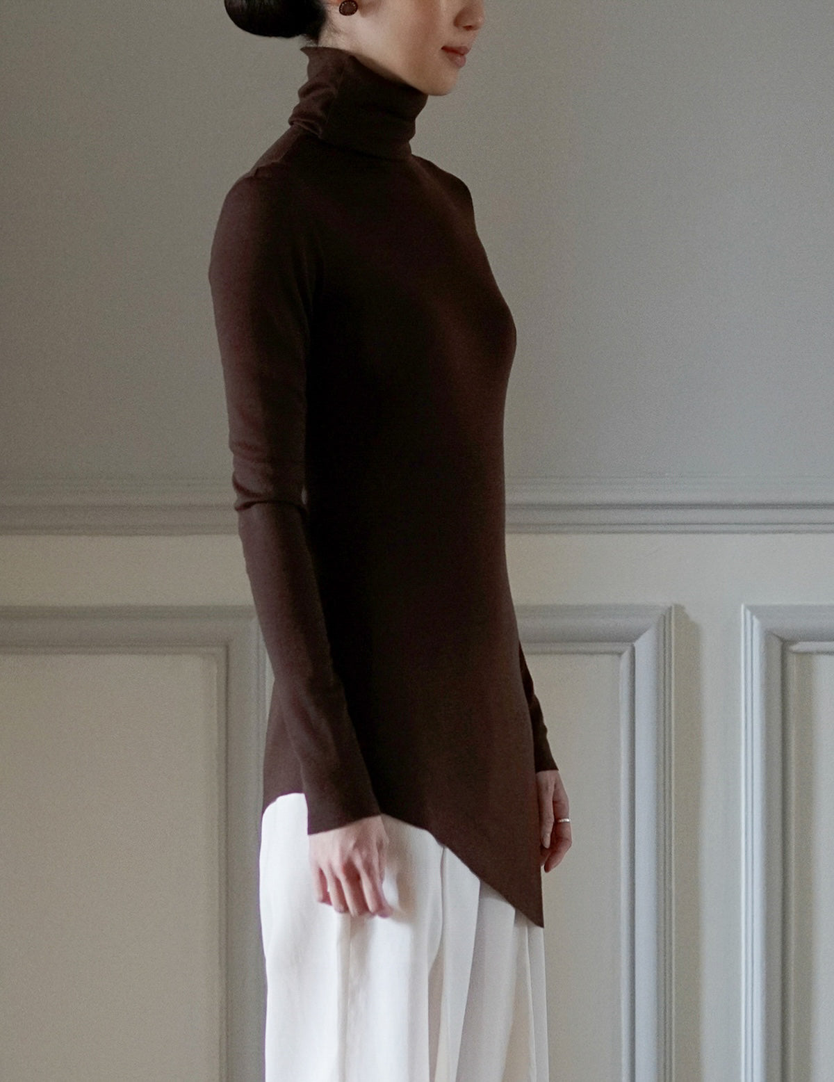 Genie 初剪羊毛高領上衣・桃木色