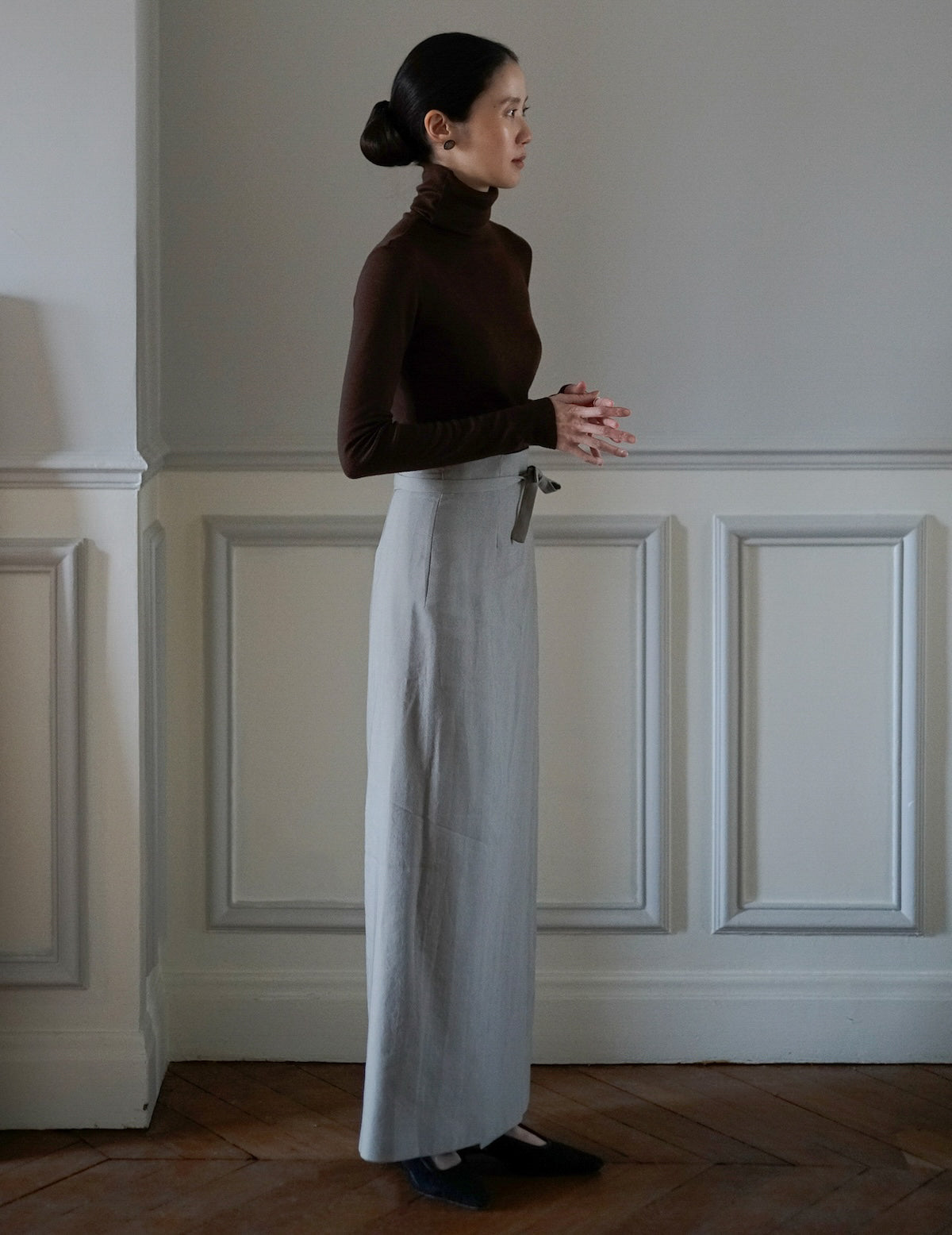 Genie 初剪羊毛高領上衣・桃木色