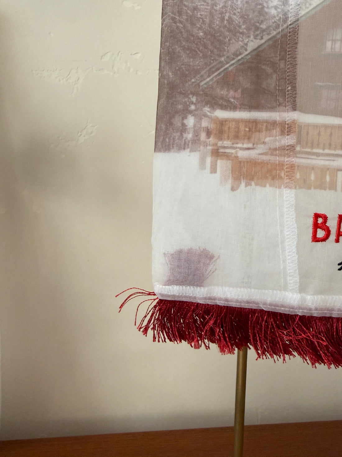 Mountain Chalet Embroidered Transparent Organza Bag