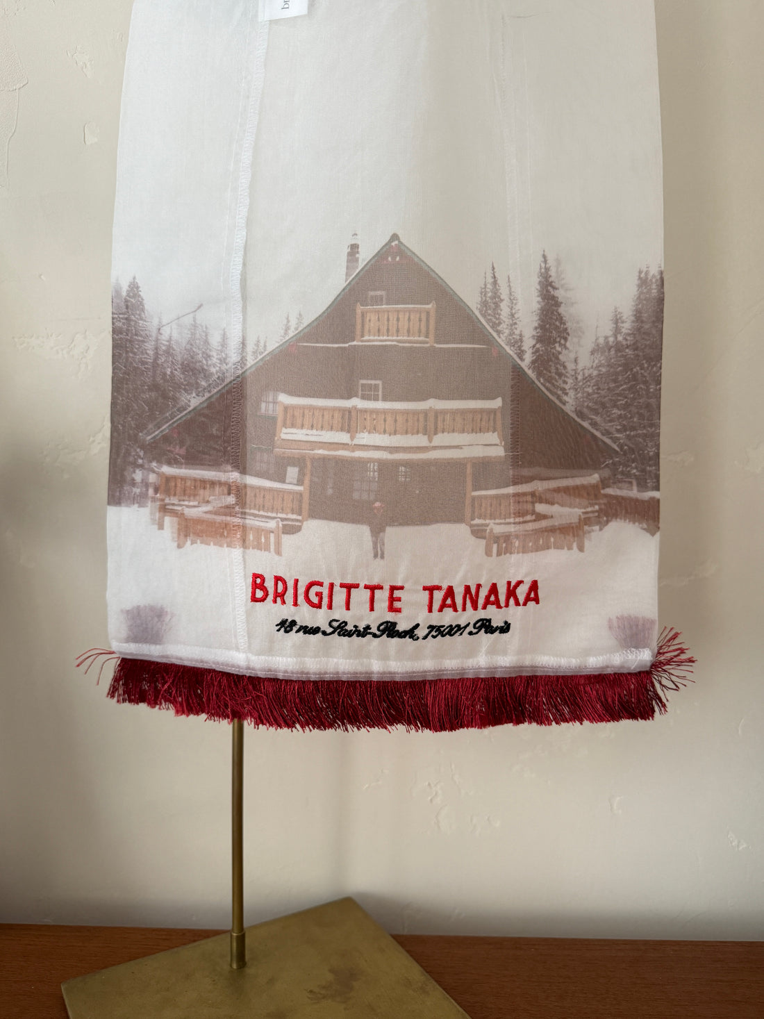 Mountain Chalet Embroidered Transparent Organza Bag