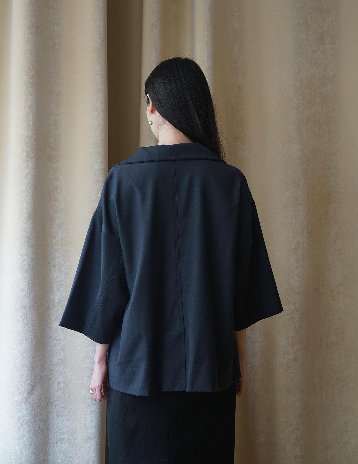 Turtleneck Half Sleeve Top・Navy