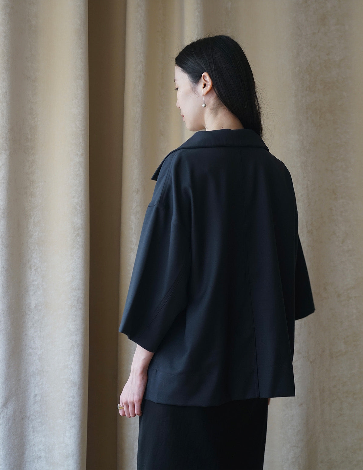 Turtleneck Half Sleeve Top・Navy