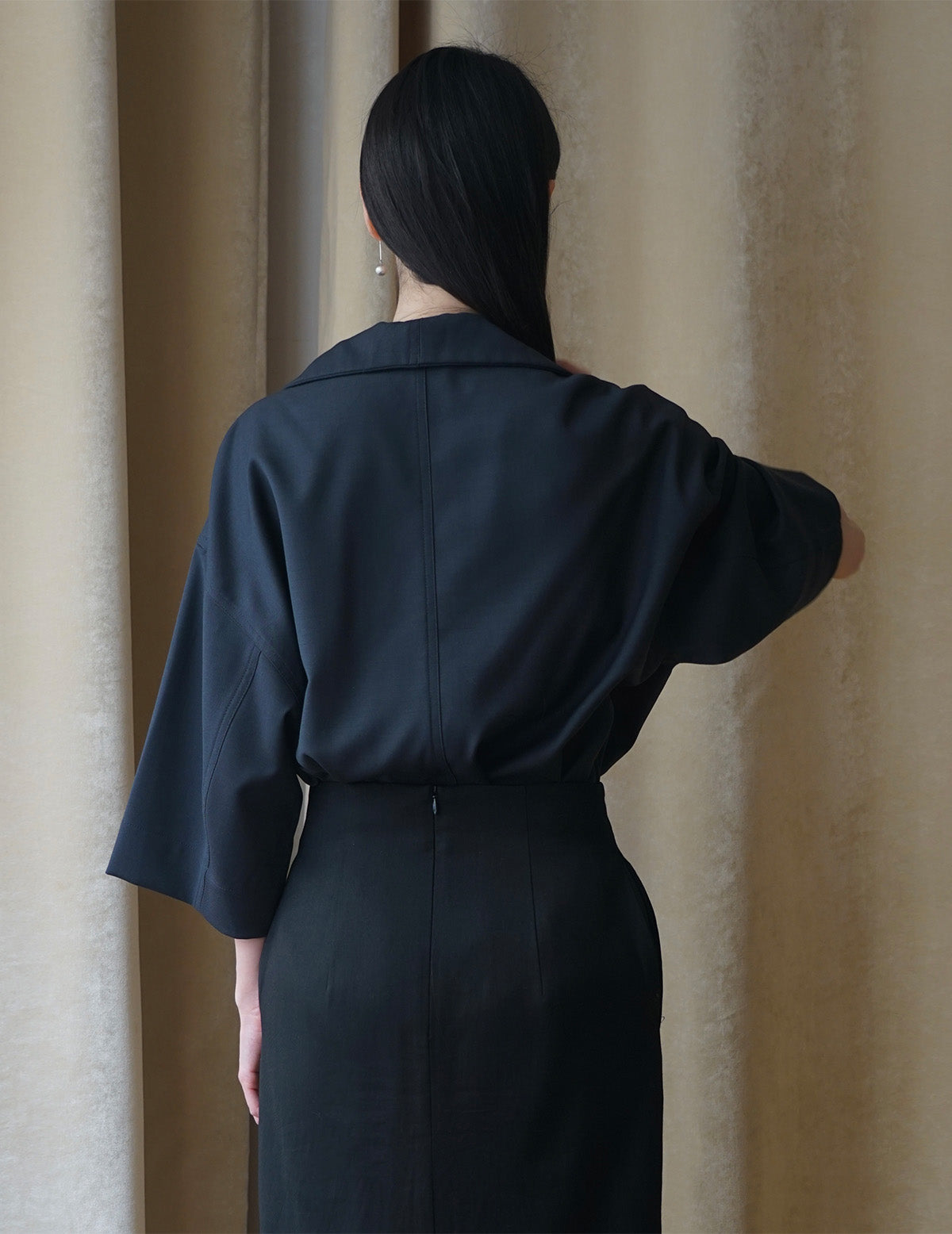 Turtleneck Half Sleeve Top・Navy