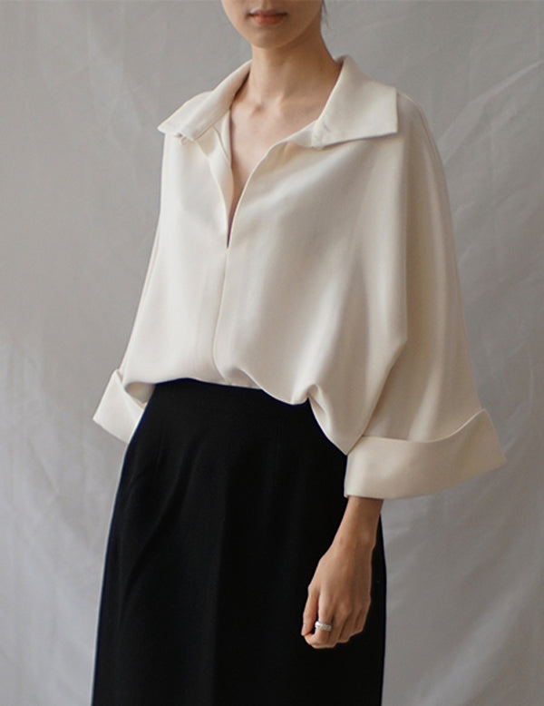 Bailee Blouse Crepe Georgette・Ivory