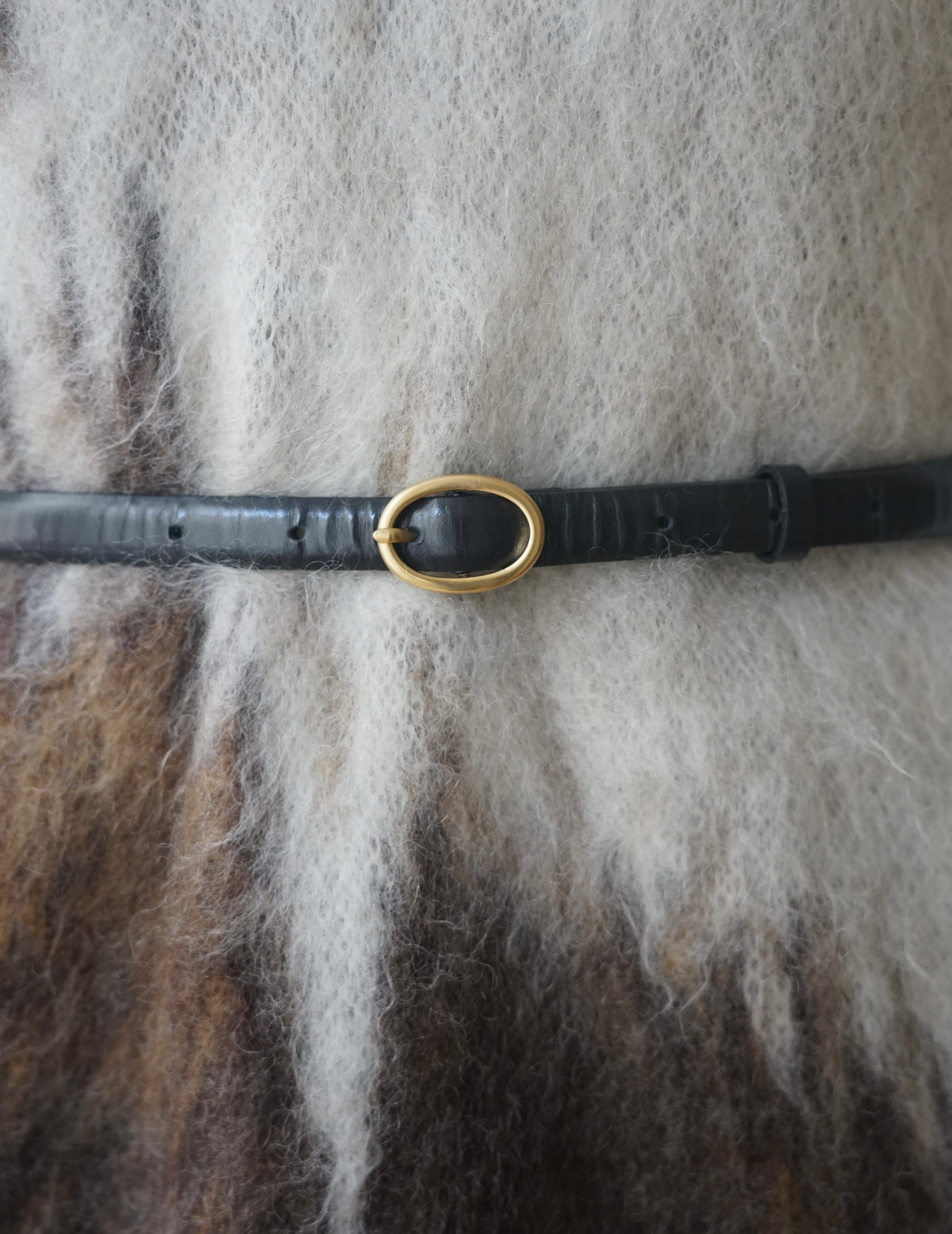 Cow Hide Leather Narrow Belt(FREE GREY): Mame Kurogouchi